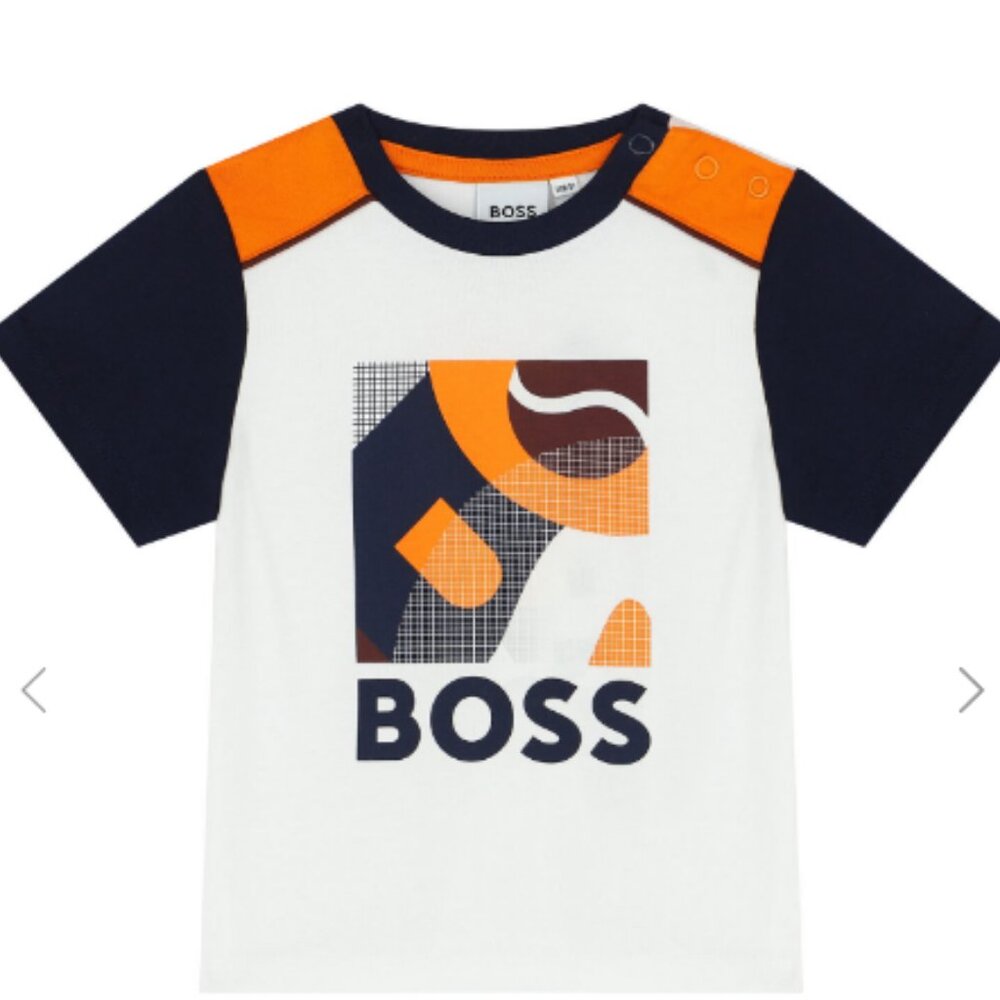 Hugo Boss Baby Kids White Logo T-Shirt Size 12 Months Style J08985